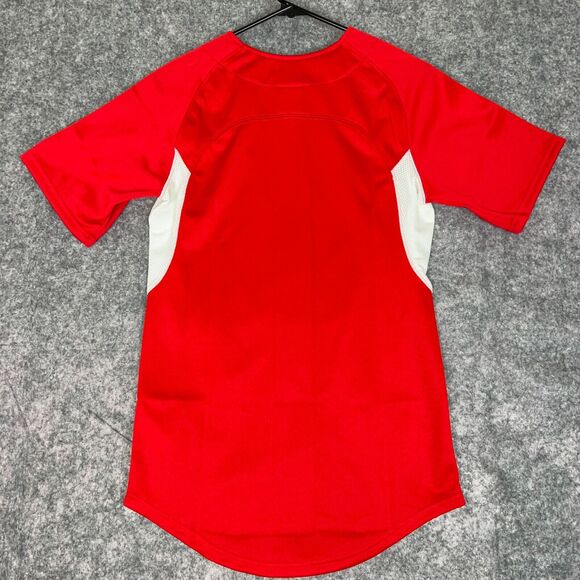 Nike Womens Jersey Extra Small Red White Softball Button Short Sleeve Black NWT - Picture 6 of 8